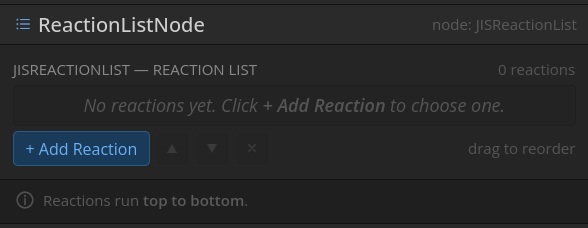 The Reactions section in the inspector