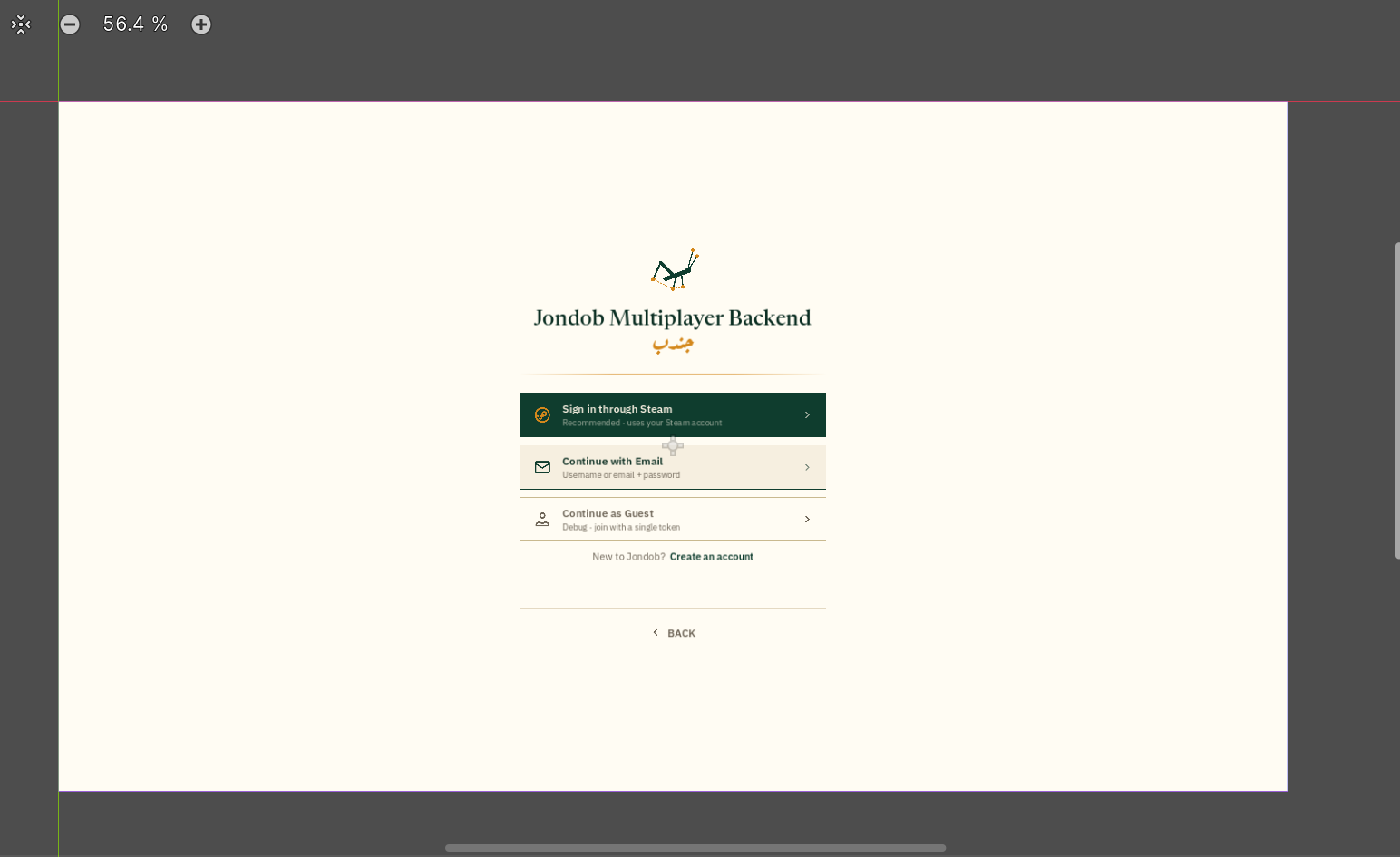 JMB login screen showing Sign in through Steam, Continue with Email, and Continue as Guest